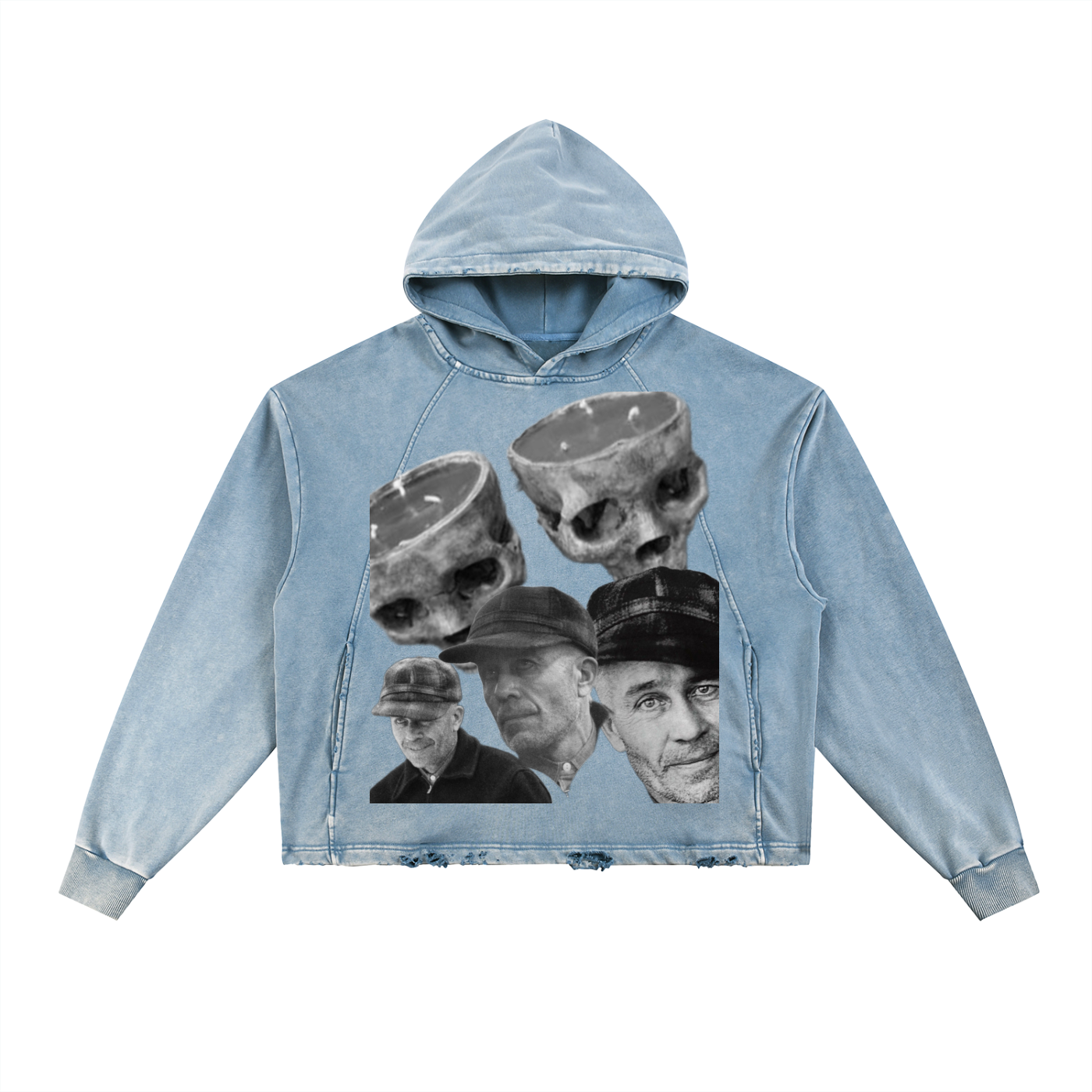 Vintage Washed Frayed-Hem Hoodie