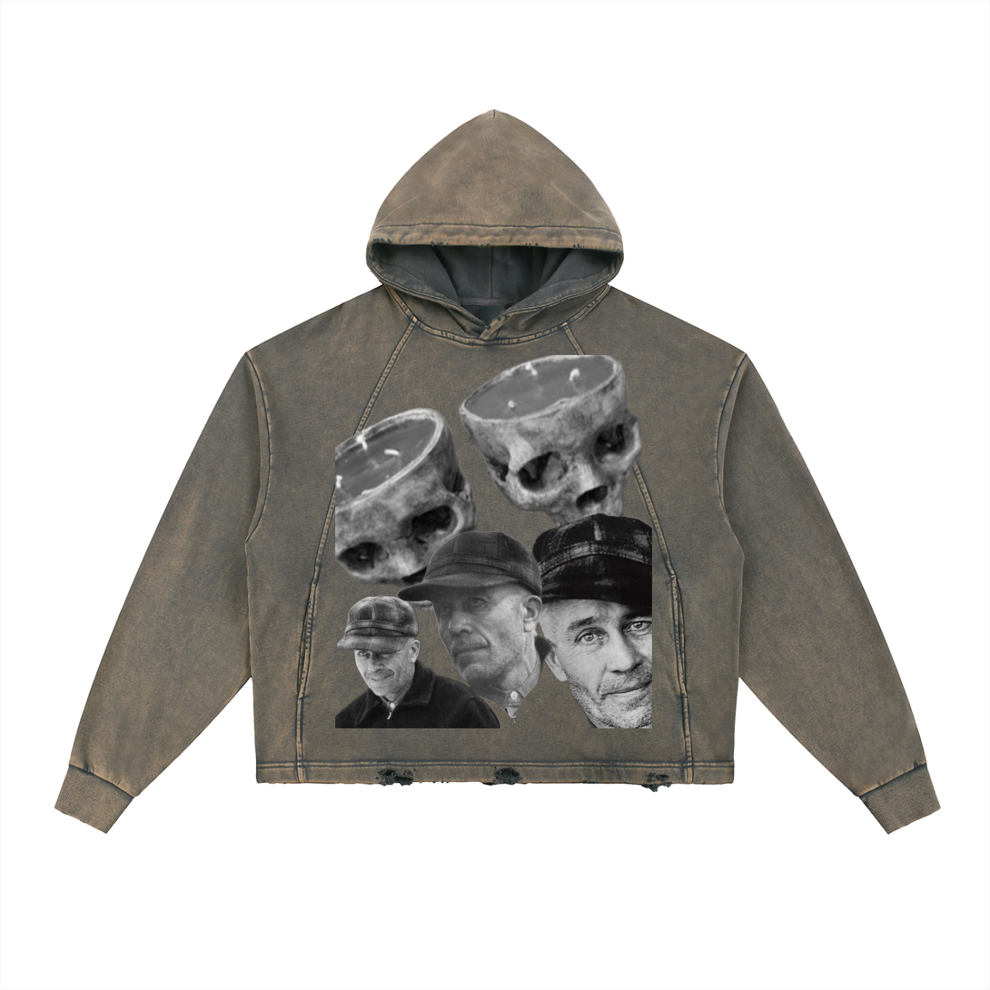 Vintage Washed Frayed-Hem Hoodie