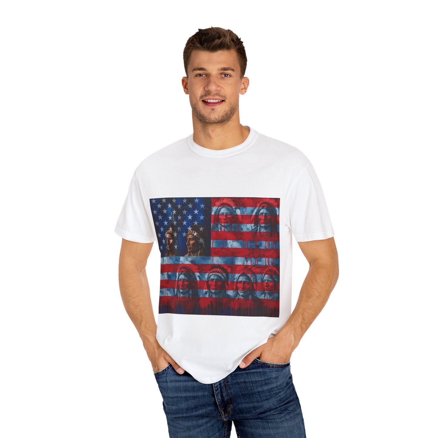 Unisex T-Shirt Our blood built this country, Native American drop