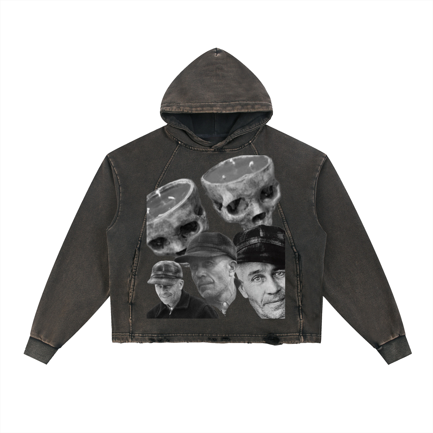 Vintage Washed Frayed-Hem Hoodie